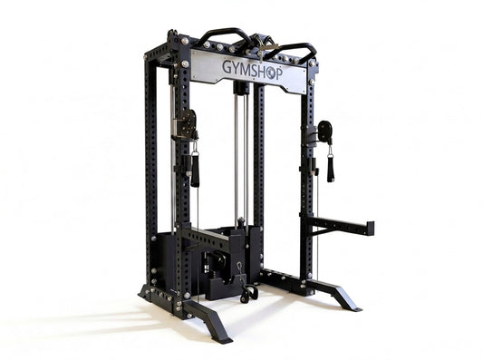 GymShop Commercial 3 x 3” Functional Trainer Squat Rack (With Lat Pulldown)